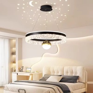 โคมไฟระย้า LED ทรงกลมทันสมัย ​​E26 รีโมทคอนโทรล หัวเดียว สำหรับห้องนั่งเล่น ห้องนอน โคมไฟจงซาน - Product Image 3
