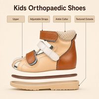 Chaussures orthopédiques pour enfants pour le soutien du pied valgus, du pied varus, de la marche envers l'intérieur, de la marche envers l'extérieur et des pieds plats, avec tige en cuir fendu et semelle en caoutchouc
