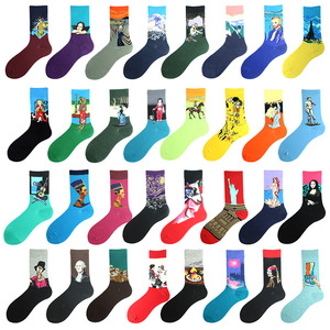 Vente en gros nouveauté artistique <span class=keywords><strong>Van</strong></span> <span class=keywords><strong>Gogh</strong></span> peinture chaussettes hommes unisexe drôle Art graphique coton chaussettes d'équipage - Product Image 4