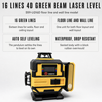 Niveau laser industriel SANEITE S59 16 lignes 4D, auto-nivelant, faisceau vert, pour sol et mur, étanche et résistant aux chutes