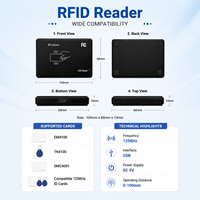 Lector de Tarjetas de Control de Acceso RFID, Lector de Tarjetas de Identificación, 125 khz, 13.56 mhz, Interfaz USB, Lector UID de Escritorio, Lector RFID