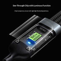 Câble de charge USB A vers USB C 100W 3 en 1 avec affichage numérique, super rapide, en nylon tressé, pour iPhone, Samsung, Android