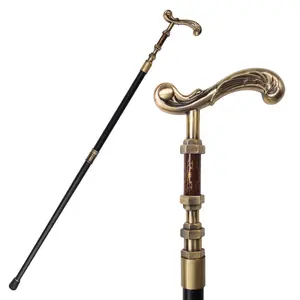 Mode Messing Wandelstok Gentleman Elegant Cosplay Cane Knobbel Crosier Krukken Classict Handvat Golving Handvat Aluminium Luxe 95