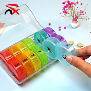 <span class=keywords><strong>Pilulier</strong></span> de voyage 2 fois un jour en plastique 14 compartiments personnalisé Organisateur de pilules Rainboo détachable hebdomadaire <span class=keywords><strong>matin</strong></span> <span class=keywords><strong>soir</strong></span> - Product Image 1