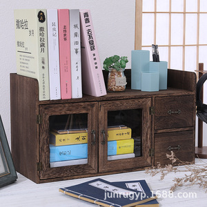 Wooden <b>Desktop</b> Storage Cabinet With Drawers For Jewelry And Cosmetics Chinese Style Organizer Retro Color Natural Wood - Product Image 2