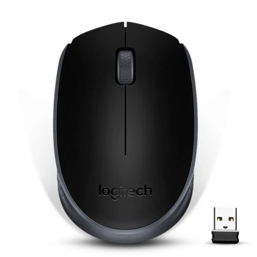 Logitech-ratón inalámbrico M171 de 2,4G para videojuegos, dispositivo con Nano receptor de 1000dpi, potencia de resolución para PC, compatible con prueba de oficina