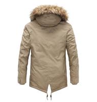 Veste mi-longue en polaire épaissie pour homme, chaude, en coton rembourré, grande taille, col en fourrure, pardessus d'hiver chaud