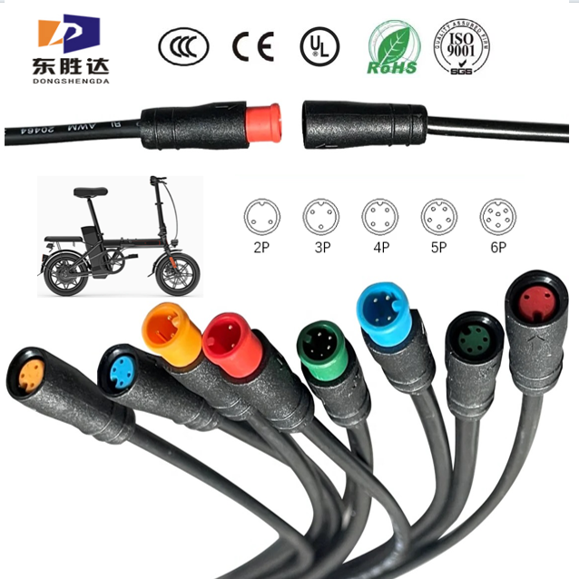 Waterproof Wire Connector M8 2-7 Pin Male Female IP65 Ebike Brake Sensor Custom Wire Harness OEM