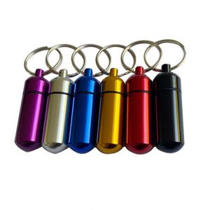 Llavero de botella de aluminio para exteriores, llaveros de contenedor de pastillas, caja de medicina impermeable, llavero de Metal/ - Product Image 2