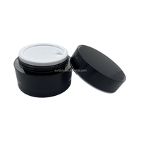 Pot en acrylique à double paroi 5g-50g, rond noir brillant, pour gel UV, cosmétiques, crème pour le visage, avec couvercle à vis, sérigraphié