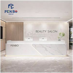 Mostrador de Recepción Largo para Salón de Belleza, Gimnasio, Centro de Fitness, Clínica, Personalizado de Fábrica, Moderno, de Mármol - Product Image 3
