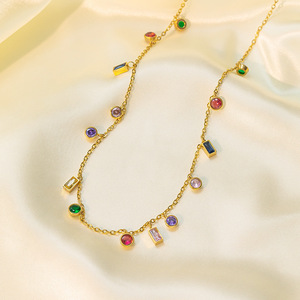 Nuevo Collar con Colgante de Zirconia de Color, Estilo Lujoso y Ligero, Acero Inoxidable, para Mujer, Joyería de Moda, Venta al Por Mayor 2026 - Product Image 3