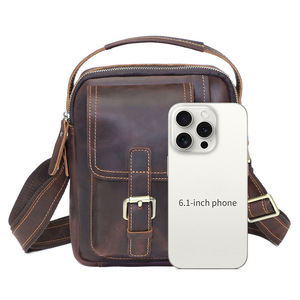 Dujiang Men's Crossbody <b>Bag</b> Genuine Leather Brown Vintage Shoulder <b>Bag</b> Multi-functional Everyday Use - Product Image 5