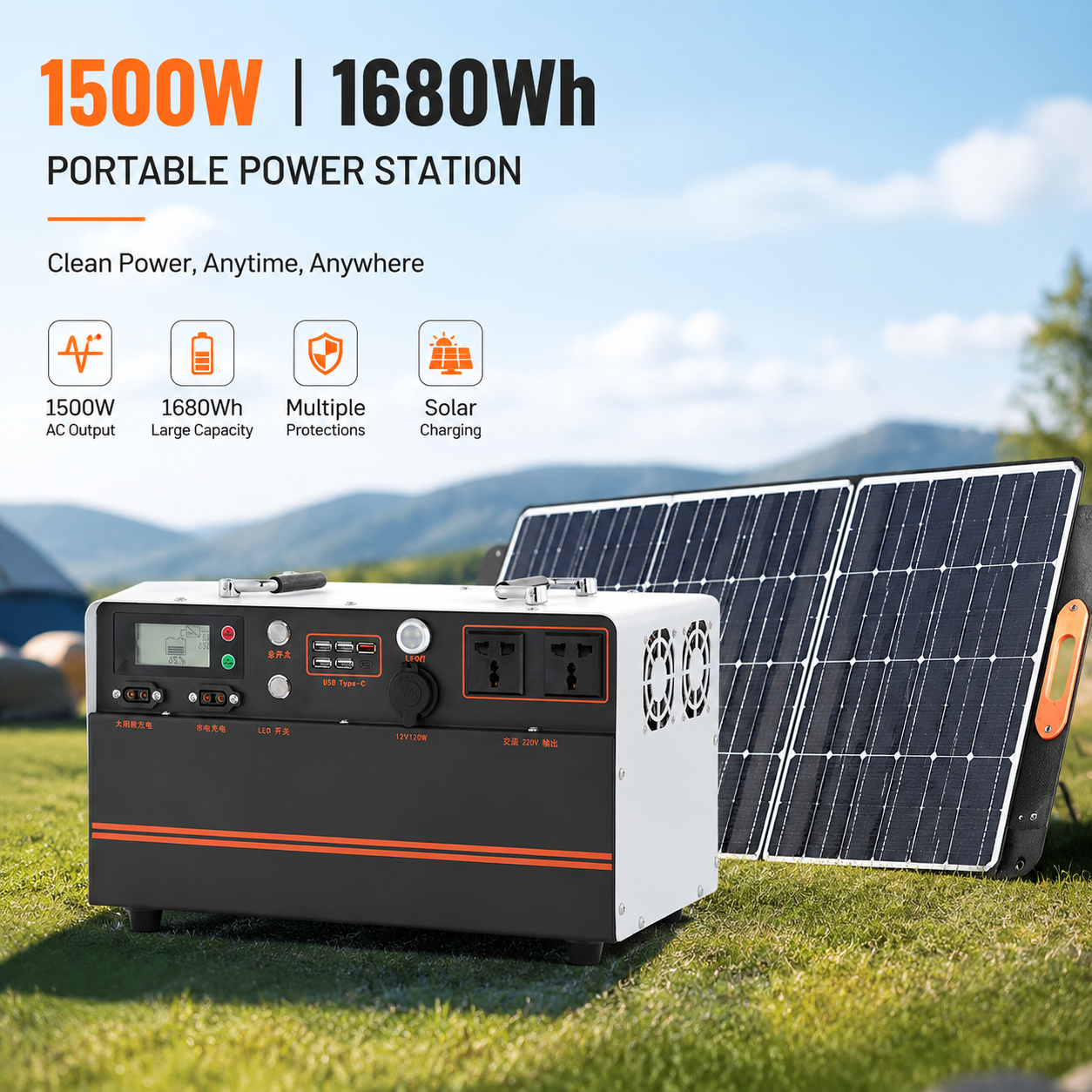1680Wh 1500W LFP Battery Portable Solar Generator Off-Grid Power Station Home Energy Storage System for Emergency Power Supply · image 4