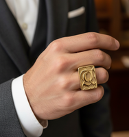 Bague carrée géométrique rétro en laiton plaqué or 14/18 carats ZH Luxury, avec 26 lettres, pour hommes et femmes, accessoires de mode hip-hop pour fêtes