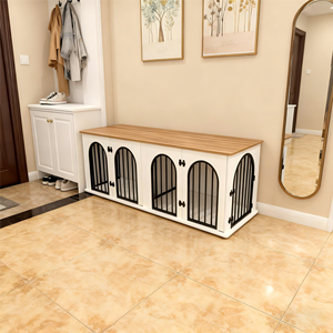 خزانة حيوانات أليفة خشبية بتصميم ريفي وفندقي ذات سعة كبيرة لغرفة المعيشة وغرفة النوم، أثاث منزلي - Product Image 2