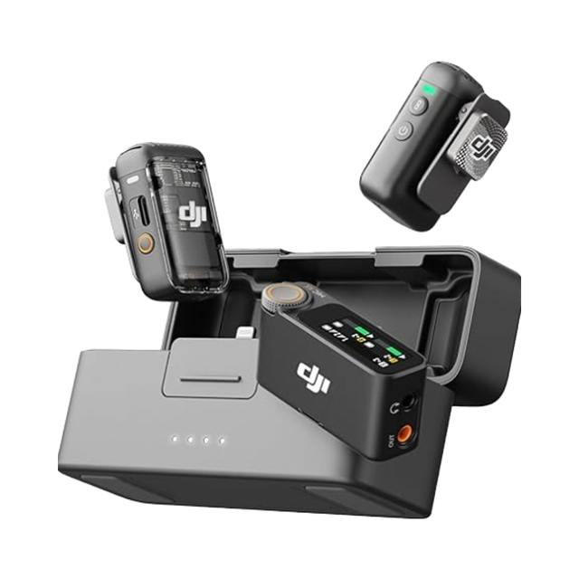 DJI MIC 2 Wireless Lavalier Microphone USB Condenser Mic Noise Cancelling Clip on for Video Recording Streaming