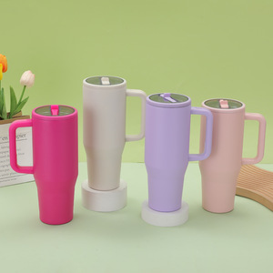 Insulated Stainless Steel Tumbler 40 oz for BPA Free Vacuum Insulated Coffee Cup with Handle and Lid and Straw - Product Image 1