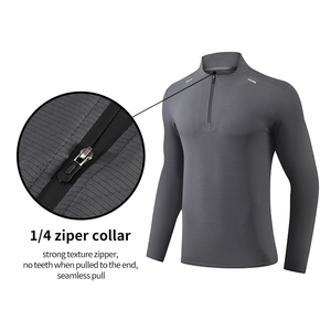 Camisetas Deportivas <span class=keywords><strong>de</strong></span> <span class=keywords><strong>Manga</strong></span> <span class=keywords><strong>Larga</strong></span> para Hombre, <span class=keywords><strong>de</strong></span> Secado Rápido, para Gimnasio, Running y Atletismo, con Cierre <span class=keywords><strong>de</strong></span> Cremallera 1/4, Disponibles en Stock - Product Image 3