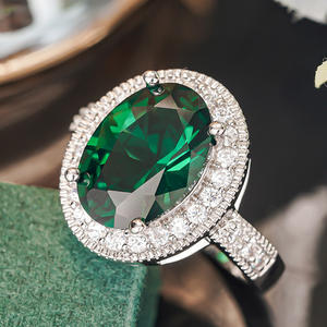 Anillo de Cóctel para Mujer A022, con Granate Natural Ovalado, Engaste Pavé, Anillos de Compromiso de Moda - Product Image 2