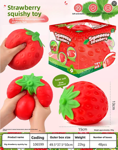 ของเล่นบีบสตรอว์เบอร์รี่ขนาดใหญ่พิเศษ นุ่ม บีบแล้วคืนตัวช้า น่ารัก สีแดง บรรเทาความเครียด สำหรับเด็ก วัยรุ่น และผู้ใหญ่ - Product Image 6