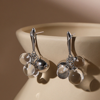 Boucles d'oreilles pendantes tendance en argent sterling 925 avec quartz clair plaqué platine, pierre précieuse à la mode