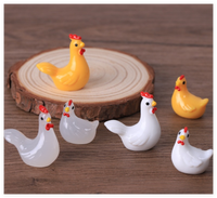 Enfants Miniature dessin animé 3D coq et poule poulet brillant lumineux Aquarium jouet Mini résine animaux Figurines en vrac pour Mini