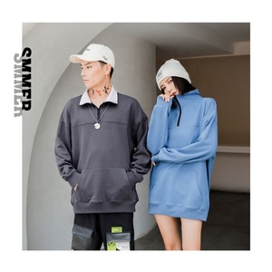 Venta al por mayor de alta calidad en blanco de talla grande suéteres de media cremallera de dos tonos de color sudaderas Unisex - Product Image 5