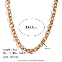 Classique à la mode et Simple en acier inoxydable 316L plaine chaîne chaîne Offre Spéciale plaqué 18K lame boîte chaîne collier