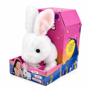 Jouet en peluche musical interactif Lapin sauteur qui rampe, bouge les oreilles et joue des comptes-rends-mons, cadeau animal musical pour enfants - Product Image 1