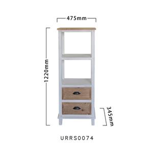 Innova Best Seller Living Room Accent Antique Handmade White Corner <b>Wood</b> Cabinet <b>Shelves</b> with 2 Drawers - Product Image 3