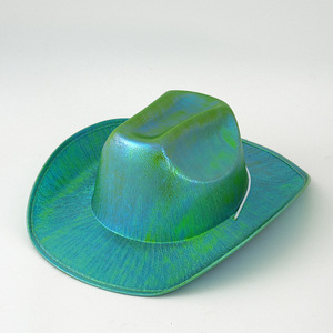 Chapeau <span class=keywords><strong>de</strong></span> cowboy holographique argenté pour femmes et hommes - Chapeau <span class=keywords><strong>de</strong></span> cowboy scintillant pour les fêtes sur la plage et les festivals <span class=keywords><strong>de</strong></span> musique - Product Image 3