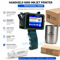 4POLETECH Nueva Mini Impresora Portátil Wifi con Asa, Máquina de Codificación de Fecha y Logotipo, Impresora de Inyección de Tinta con Asa