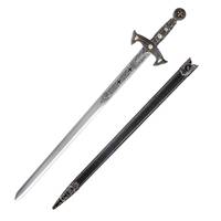 Réplique d'épée médiévale de chevalier templier, argent antique, 85 cm, MS