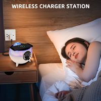 Haut-parleur Bluetooth ST170 avec support de charge sans fil pour téléphone, lecture de carte TF, projection lumineuse et machine à bruit blanc pour le sommeil