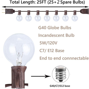 Ngoài trời <span class=keywords><strong>LED</strong></span> chuỗi Lights đen PVC Chất liệu 27 G40 rõ ràng Globe Bulbs IP44 không thấm nước 33ft treo Patio trang trí sân vườn cho - Product Image 2