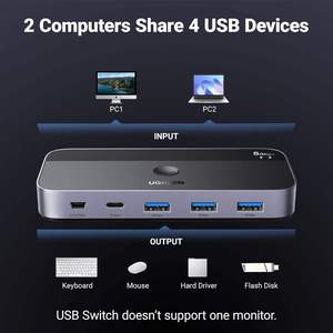 Conmutador USB con Entrada A y C, Permite que los Ordenadores Compartan 4 <span class=keywords><strong>Puertos</strong></span> USB, Selector <span class=keywords><strong>de</strong></span> Conmutador USB para PC, Portátil, Teclado, Ratón, Cámara Web - Product Image 2