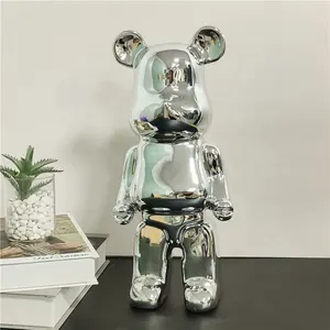 Silber Bear Brick Keramik Shinn ing Ornamente mit verstellbaren Gelenken Violent Bear Fashion Doll Collection Bearbrick400 %