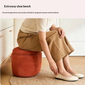 <strong>Stools</strong> Gold Luxury Nordic Velvet Wood Makeup Vanity Modern Home Foot Step Living Room Furniture Round <strong>Storage</strong> Ottoman <strong>Stools</strong> - Product Image 5