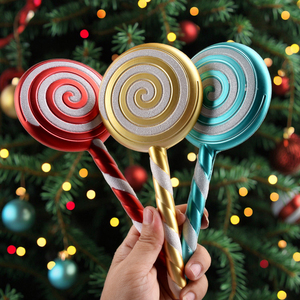 SuperZ M2264 16cm Long Red <b>White</b> Cartoon Candy Simulation Lollipop Ornament Plastic Animated New Year <b>Christmas</b> <b>Tree</b> Decorations - Product Image 6