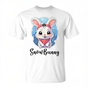 SnowBunny T-shirt mignon avec motif de lapin, design de vacances d'hiver, taille adulte unisexe - Product Image 2