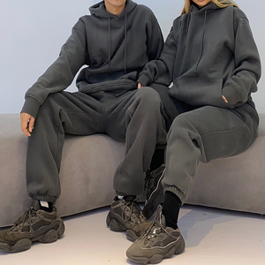 Chándal acampanado Vintage de gran tamaño personalizado para hombre, Sudadera con capucha y Sudadera de felpa francesa lavada con ácido y serigrafía Unisex para invierno - Product Image 3