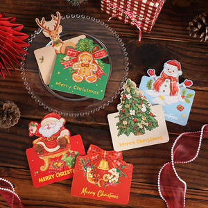 Trous de carte de voeux de Noël Matériau en carton de style vintage Vente en gros-Carte-cadeau suspendue de style petite enveloppe pour les vacances - Product Image 3