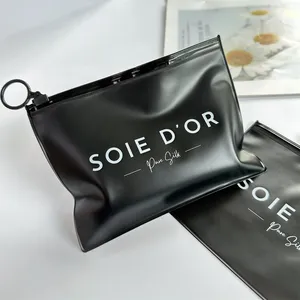 Prix usine personnalisation noir poly PVC sac à fermeture éclair petite pochette réutilisable en plastique sac d'emballage à fermeture éclair avec logo