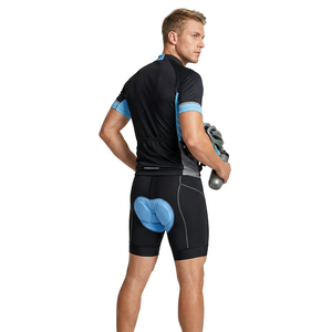 Pantalones Cortos de Ciclismo Ajustados Negros para Hombre con Almohadilla de Gel Azul, Spandex, Nailon, Estilo Brief que Absorbe la Humedad - Product Image 4
