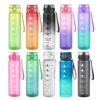 Bouteille d'eau minimaliste en Tritan sans BPA, étanche, 32 oz, avec corde, pour le fitness, la randonnée, les voyages en plein air - Couleur personnalisable