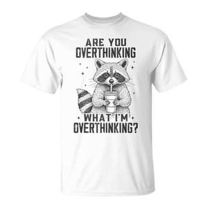 T-shirt Raccoon Overthinking avec image amusante pour hommes et femmes, vêtements décontractés - Product Image 1