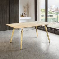 Table à manger rectangulaire en bois massif au design scandinave moderne, 4 pieds, plateau naturel, sans assemblage, meubles pour la maison