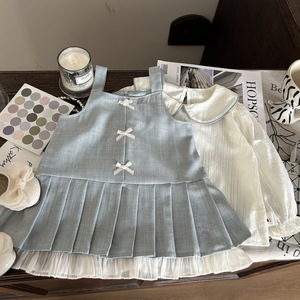 Elegante camicetta a maniche lunghe a righe bianche per il Design del colletto Peter Pan delle ragazze per le stagioni primaverili ed estive - Product Image 6