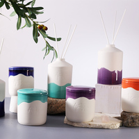 Bougie de soja naturelle en céramique colorée sans fumée, huile essentielle, bougies de luxe pour la maison parfumées
